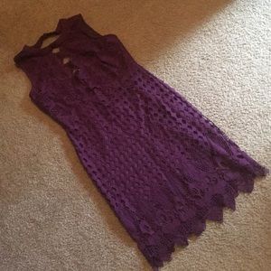 Pencil fit purple lace dress
